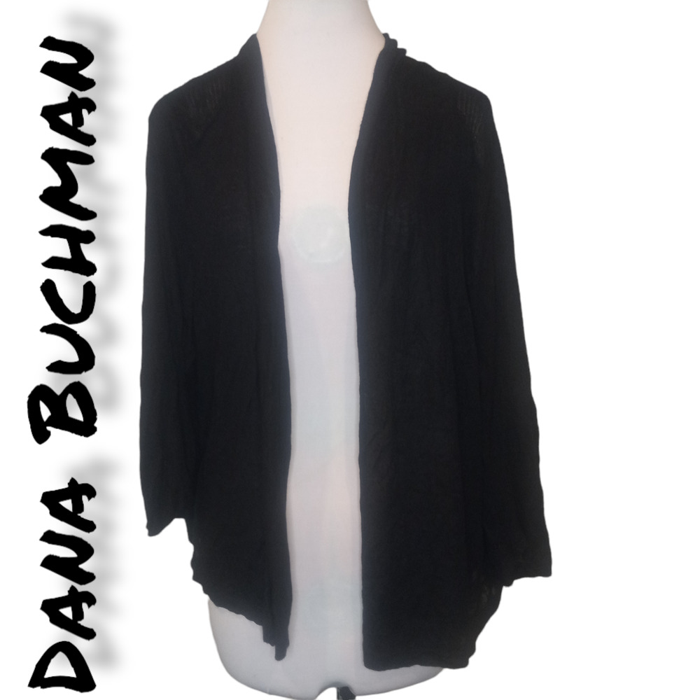 Dana Buchman Black Sheer Open Front Cover Large - Picture 1 of 5
